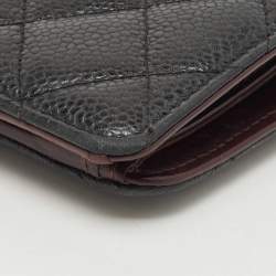 Chanel Black Quilted Caviar Leather L Yen Continental Wallet