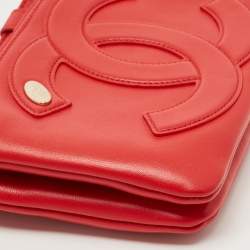 Pre Owned Chanel Red Leather CC Mania Double Zip Waist Belt Bag