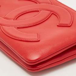 Pre Owned Chanel Red Leather CC Mania Double Zip Waist Belt Bag
