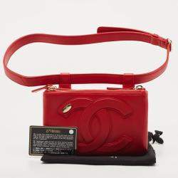 Pre Owned Chanel Red Leather CC Mania Double Zip Waist Belt Bag