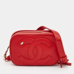 Chanel Red Leather CC Mania Double Zip Waist Belt Bag Chanel