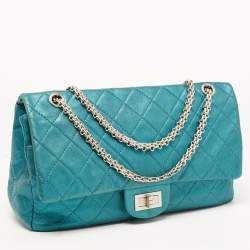 Chanel Metallic Green Quilted Leather 227 Reissue 2.55 Flap Bag