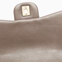 Pre Owned Chanel Dark Beige Chevron Leather Mini Rock The Corner Flap Bag