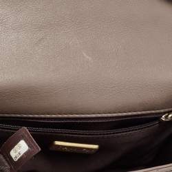 Pre Owned Chanel Dark Beige Chevron Leather Mini Rock The Corner Flap Bag