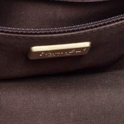 Pre Owned Chanel Dark Beige Chevron Leather Mini Rock The Corner Flap Bag