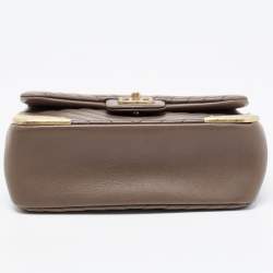 Pre Owned Chanel Dark Beige Chevron Leather Mini Rock The Corner Flap Bag