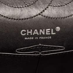 Pre Owned Chanel Metallic Grey/Black Quilted Leather 226 Reissue 2.55 Flap Bag