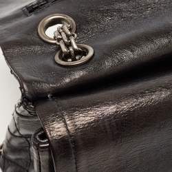 Pre Owned Chanel Metallic Grey/Black Quilted Leather 226 Reissue 2.55 Flap Bag