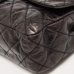 Pre Owned Chanel Metallic Grey/Black Quilted Leather 226 Reissue 2.55 Flap Bag