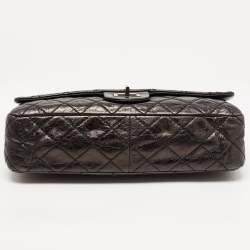 Pre Owned Chanel Metallic Grey/Black Quilted Leather 226 Reissue 2.55 Flap Bag