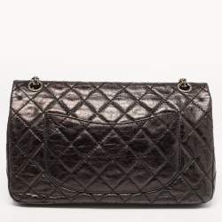 Pre Owned Chanel Metallic Grey/Black Quilted Leather 226 Reissue 2.55 Flap Bag