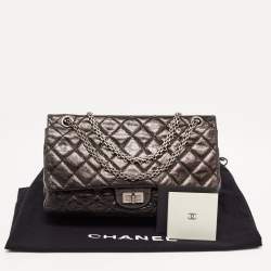 Pre Owned Chanel Metallic Grey/Black Quilted Leather 226 Reissue 2.55 Flap Bag
