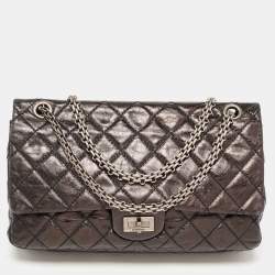 Chanel Silver 2.55 Reissue Quilted Classic Metallic Calfskin Leather 228  Maxi Flap Bag - Yoogi's Closet