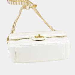 Chanel White Mini Quilted Caviar Single Flap Bag Shoulder Bag