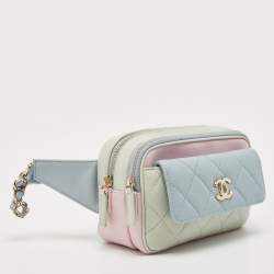 Pre Owned Chanel Mulicolor Quilted Leather CC Double Zip Waist Bag