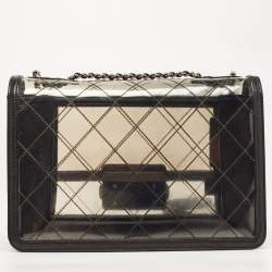 Pre Owned Chanel Black Quilted PVC And Leather Beauty Flap Lock Bag