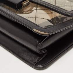 Pre Owned Chanel Black Quilted PVC And Leather Beauty Flap Lock Bag