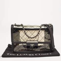 Pre Owned Chanel Black Quilted PVC And Leather Beauty Flap Lock Bag