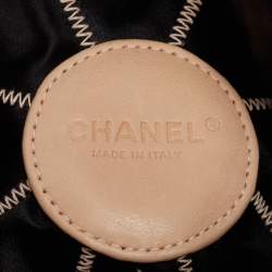 Pre Owned Chanel Peach/Black Leather Reversible Drawstring Tassel Bag