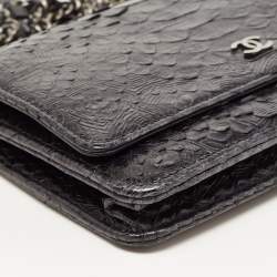 Chanel Black Python Classic Wallet on Chain