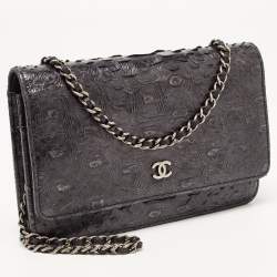 Chanel Black Python Classic Wallet on Chain
