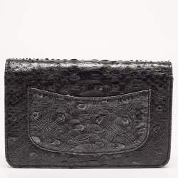 Chanel Black Python Classic Wallet on Chain