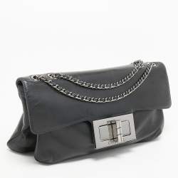 Pre Owned  Chanel Black Leather Mademoiselle Turn Lock Flap Bag