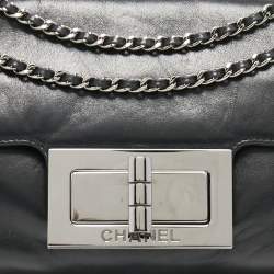 Pre Owned  Chanel Black Leather Mademoiselle Turn Lock Flap Bag