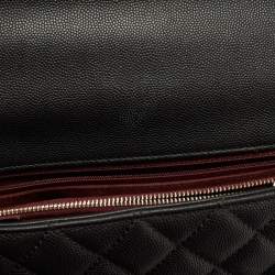 Pre Owned Chanel Black Quilted Caviar Leather Small Coco Top Handle Bag