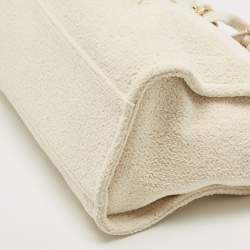 Chanel Cream Tweed and Leather Large Deauville Bag