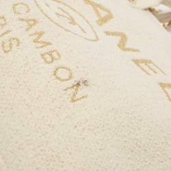 Chanel Cream Tweed and Leather Large Deauville Bag
