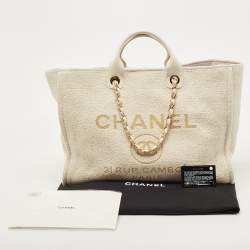 Chanel Cream Tweed and Leather Large Deauville Bag
