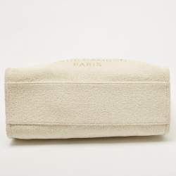 Chanel Cream Tweed and Leather Large Deauville Bag