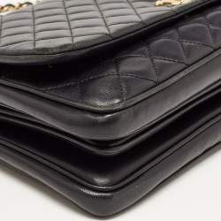 Pre Owned Chanel Black Quilted Leather Flap Top Handle Bag
