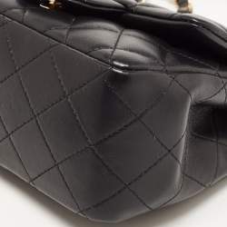 Chanel Black Quilted Leather Mini Square Classic Flap Bag