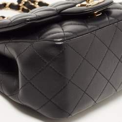 Chanel Black Quilted Leather Mini Square Classic Flap Bag