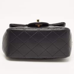 Chanel Black Quilted Leather Mini Square Classic Flap Bag