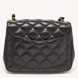 Chanel Black Quilted Leather Mini Square Classic Flap Bag