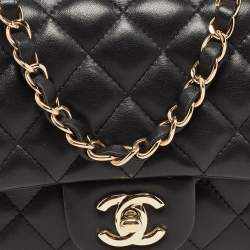 Chanel Black Quilted Leather Mini Square Classic Flap Bag