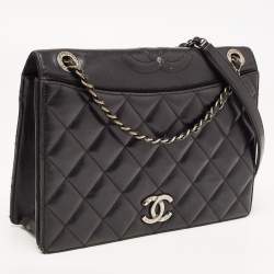 Pre Owned Chanel Black Leather Medium Ballerine Flap Bag