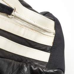 Pre Owned Chanel White/Black Quilted Leather CC Zip Shoulder Bag