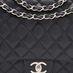 Chanel Black Quilted Caviar Leather Maxi Classic Double Flap Bag