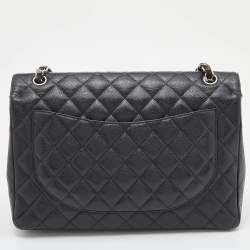 Chanel Black Quilted Caviar Leather Maxi Classic Double Flap Bag