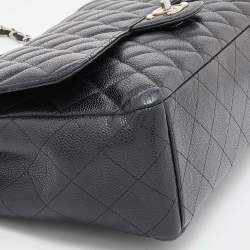 Chanel Black Quilted Caviar Leather Maxi Classic Double Flap Bag