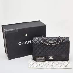 Chanel Black Quilted Caviar Leather Maxi Classic Double Flap Bag