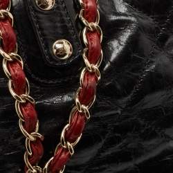 Pre Owned Chanel Black/Red Quilted Glazed Leather Large Portobello Tote