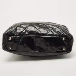 Pre Owned Chanel Black/Red Quilted Glazed Leather Large Portobello Tote
