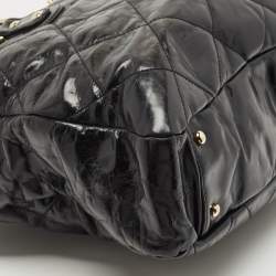 Pre Owned Chanel Black/Red Quilted Glazed Leather Large Portobello Tote