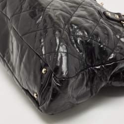 Pre Owned Chanel Black/Red Quilted Glazed Leather Large Portobello Tote