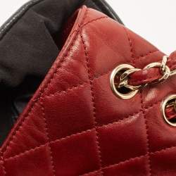 Pre Owned Chanel Black/Red Quilted Glazed Leather Large Portobello Tote